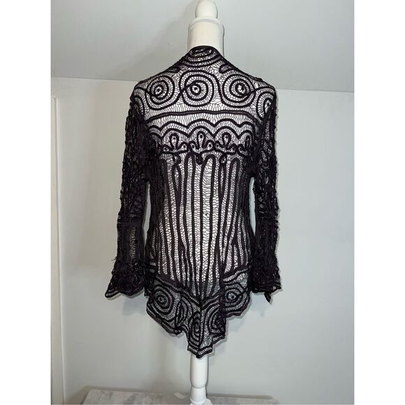 Vintage Whimsy Goth Silk Beaded Cardigan Shawl. Sz XL. - Picture 3 of 8